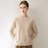 100% cashmere, com fio Consinee, novo suéter feminino de malha canelada, gola redonda, corte solto, para outono/inverno.