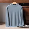 Nuevo Suéter de Cachemira de Color Sólido para Hombre Otoño/Invierno 2026 Suéter de Punto Casual con Cuello de Cuello Alto Doble Capa Camisa Base