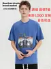 Camiseta Vintage Pesada 230g Lavada e Desgastada, Estilo de Rua Europeu e Americano, Algodão Puro, Caimento Solto, Manga Curta, Estampa de Dragão Personalizada Transfronteiriça