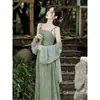 Novo Estilo Chinês Elegante Vestido Slim Primavera e Verão Novas Roupas de Viagem Conjunto de Duas Peças Cardigã Saia Lápis Grande Fluida Feminina