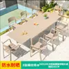 Mesa y Silla para Exteriores Mojia Combinación Tienda de Té con Leche Mesa de Comedor de Aleación de Aluminio Terraza Exterior Patio Exterior Ocio Mesa y Silla de PVC