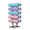 Estante de Almacenamiento para Esterillas de Yoga Estante para Bastones Estudio de Yoga Gimnasio Rodillo de Espuma Estante de Exhibición Multicapa con Ruedas Móvil