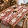 Venda Quente Transfronteiriça Jogo Americano Caminho de Mesa Tema de Natal Atmosfera Festiva Decoração Jogo Americano à Prova de Manchas Jogo de Mesa Caminho de Mesa Em Estoque