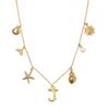 Collar de Letra Dorada Transfronterizo Europeo y Americano Concha de Playa Estrella de Mar Surf Cadena Clavícula Moda Bohemio Cadena con Colgante