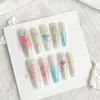Unhas Usáveis Semi-Acabadas Estilo Dinastia Tang na Cor Pêssego, Fofas e Delicadas, Estilo Antigo, Novo Estilo Chinês, Peças de Unha Pré-Fabricadas em Formato de Estrela