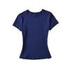 Camiseta Básica Simples Cor Pura Gola Redonda Manga Curta Ombro Direito Verão Nova Versátil Ajustada Sexy Blusa Base para Mulheres