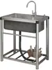 Fregadero de Acero Inoxidable Fregadero Grande Individual para Balcón al Aire Libre Patio con Soporte Estante para Lavado de Manos Platos al Aire Libre