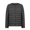 Chaqueta de plumón Pinghu Chixin de terciopelo de color liso de 90 pulgadas para mujer, con cuello redondo y escote en V, de manga larga sencilla.