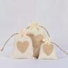 Bolsa de lino color natural con forma de rayo de amor, bolsa de lino con boca de rayo, bolsa de embalaje para regalo de boda, 10 x 14 cm