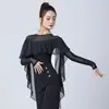 Top Riscado de Malha Elegante para Dança Moderna de Salão Valsa Prática Clássica