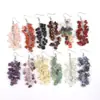 Brincos Populares Europeus e Americanos de Pedrinhas de Cristal Natural DIY 7 Cores Brincos com Franjas para Yoga Brincos Longos Femininos