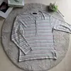 Tricô com Gola Henley Suéter de Liocel Masculino Listrado Vazado Manga Longa Cobertura Outono Inverno Estilo Fino Venda por Atacado Fábrica Transfronteiriça