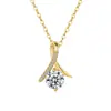 Colgante Irregular Geométrico de Plata de Ley 925 Collar de Moissanita para Mujer Chapado en Oro de 14K Exclusivo Transfronterizo Dropshipping