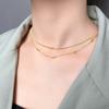 Collar de acero de titanio con doble capa de cadena de clavícula apilada, estilo coreano, elegante collar de moda combinable para mujer, novedad de 2023
