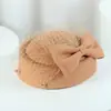 Boina de Lana para Mujer, Estilo Francés, Otoño e Invierno, Lazo de Malla Retro, Sombrero de Recepción para Actuación, Sombrero de Azafata para Vestido de Noche