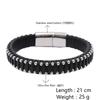 Pulsera tejida a mano para hombre, de material de microfibra geométrica de doble color, superventas transfronteriza europea y americana, con accesorios de acero inoxidable.
