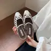 Meias chinelo de cabeça vazia trançadas em francês para mulheres, novo estilo de verão, sem cadarço, salto baixo, Mary Jane, sandálias mule
