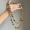 Colar Boêmio Colorido de Discos Irregulares em Camadas, Design de Nicho, Corrente para Clavícula Estilo Férias, Moderno e Elegante