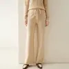 Pantalones anchos de punto de cachemira de nuevo estilo para mujer, de cintura alta, con cordones, cálidos y sueltos, informales.