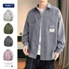 Camisas Casuais Americanas para Homens para Primavera e Outono, Camisas de Manga Longa da Moda de Marca para Roupa Externa, Novas Camisas Largas para Primavera e Outono