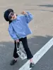 Colección Otoño 2025 Ropa Infantil Estilo Coreano Estilo Universitario para Niñas Camisa con Cuello Peter Pan y Mangas Abullonadas Blusa de Manga Larga Camisa de Muñeca