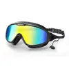 Gafas de natación para adultos con marco grande electrochapado transfronterizo personalizadas para hombres y mujeres, impermeables antivaho de alta definición con tapones para los oídos integrados