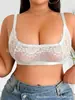 Lencería Sexy de Comercio Exterior para Mujeres con Busto Grande, Estilo Delgado, Recogido Lateral del Pecho, Encaje de Malla Bordado, Talla Grande, Sujetador sin Aros