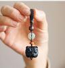 Chaveiro de Carro Dança do Leão de Sândalo Estilo Chinês Pingente de Dança do Leão Pingente de Fivela Ping An de Jade Hetian Personalizado Criativo para Homens e Mulheres