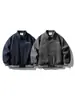 Chaqueta de Béisbol de Lana Retro Americana con Cuello Campana para Hombres y Mujeres, Abrigo de Algodón Holgado Estilo Universitario para Otoño e Invierno