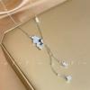 Colar de borla de zircônia meia borboleta feminino estilo luxo leve super fada costura combinada corrente de clavícula design de nicho novo estilo