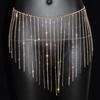 Conjunto de sujetador y ropa interior de playa con cadena para el cuerpo, falda larga, cadena para el cuerpo, joyería transfronteriza con borlas de diamantes de imitación sexys para mujer