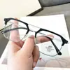Hombres con Rostros Grandes y Apariencia Elegante Usando Gafas Graduadas, Gafas Retro de Media Montura de Alto Valor, Se Pueden Personalizar con Lentes Graduados, Luz Azul Anti-Reflejo, Lentes Sin Graduación, Talla m