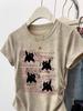 Camiseta de Manga Corta de Algodón Puro para Mujer Verano 2025 Caqui Patrón de Hombro Letras Moderna y Elegante Dulce Chica Camiseta Interior Trbottomy