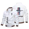 Jaqueta de motociclista com estampa de logotipo europeu e americano de outono transfronteiriça jaqueta de cardigan de rua para homens jaqueta de vestuário com zíper