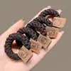 Banda de Goma Gruesa de Alta Elasticidad Diadema Retorcida Hecha a Mano Diadema para el Cabello de Niña Cubierta de Cuero Japonesa y Coreana Accesorios para Cola de Caballo Alta