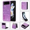 Funda plegable para teléfono Samsung ZFlip4 con costuras vintage, diseño de tarjeta, color rosa, funda protectora trasera de cuero con tapa.