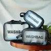 Bolsa de Higiene Pessoal Portátil Grande Capacidade Estilo Coreano PU Fosco Transparente À Prova D'água Espessa para Armazenamento de Cosméticos à Prova de Poeira
