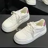 Novedad Primavera y Otoño Zapatillas Blancas de Piel de Vaca para Mujer, Zapatos Deportivos Estilo Coreano para Mujer, con Plataforma para Aumentar Altura, Ligeros, Suela Gruesa, Zapatillas Casuales