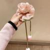 Estilo coreano super fada rosa elástico largo para cabelo feminino simples alta elasticidade corda de cabelo corda de cabelo flor corda de cabelo acessório de cabeça