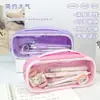 Estuche Transparente Portátil de Gran Capacidad, Caja de Papelería de Alto Valor, Estuche Sencillo para Chicas de Secundaria, Estuche para Estudiantes