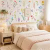 Adesivos de Parede Florais em Aquarela Boêmia Decalques Artísticos de Flores Silvestres Removíveis para Decoração de Quarto e Berçário