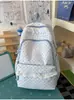 Azul leitoso luz azul praia rasa poá estampa total mochila escolar estudante festa menina doce estilo loja explorar passeio piquenique suburbano mochila
