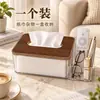 Caja de pañuelos para sala de estar del hogar, diseño minimalista y creativo estilo nórdico, transparente con una tapa de madera simple, caja de almacenamiento para escritorio y mesa de café