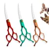 Tijeras para Mascotas de 6.0 pulgadas Coloridas de Doble Punta con Mango Dividido Tijeras Curvas para Mascotas