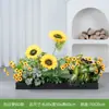 Flores Artificiales Paisajismo Girasol Flores Artificiales Valla Plantas Verdes Maceta Canaleta para Flores Separador de Girasol Decoración de Esquina Flores de Borde de Camino