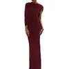 Amazon Aliexpress Nova Moda de Verão Design Assimétrico no Ombro Ajustada ao Corpo Abraçando os Quadris Franzido Vestido Irregular