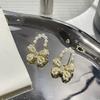Pendientes de lazo de perlas de primavera temprana, aguja de plata S925, versátiles, elegantes, modernos, para dama, suaves, micro incrustaciones de circonita