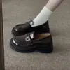 Zapatos de cuero para mujer estilo universitario con suela gruesa de 4 cm de altura, colección otoño 2026, puntera redonda, versátiles, ligeros, mocasines JK