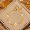 Pulsera de Acero de Titanio Moda Femenina Versátil Goteo de Aceite Pulsera de Trébol de Cuatro Hojas Lujo Ligero Nicho Incrustaciones de Pedrería Pulsera de Corazón de Estrella de Ocho Puntas