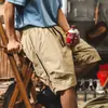 Shorts de Carga Cool Retro Americano para Hombre Verano Negro Moderno Outdoor Secado Rápido Casual Holgado de Cinco Puntos para Hombre